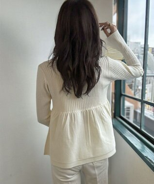 Green Parks ペプラムニットカーディガン Off White