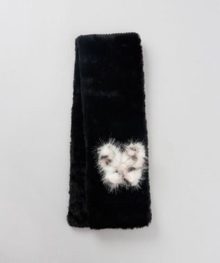 AURORA 【 ANNA SUI（アナ スイ）】バタフライエコファー差込マフラー(WASH) ブラック