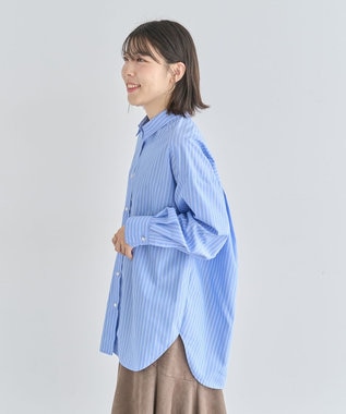 Green Parks イージーケアアソートシャツチュニック Sax