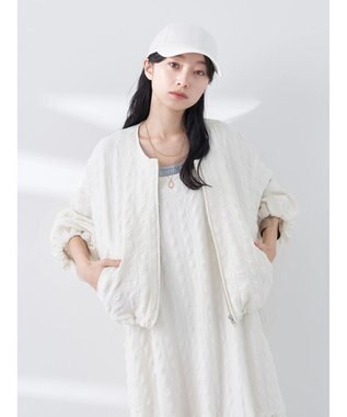 earth music&ecology シャーリングタックスリーブブルゾン Ivory