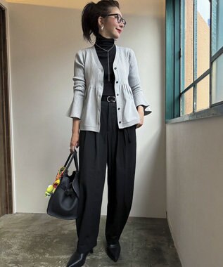 Green Parks ペプラムニットカーディガン Gray