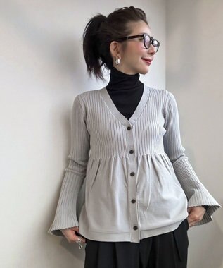 Green Parks ペプラムニットカーディガン Gray