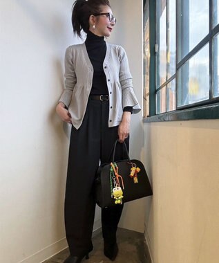 Green Parks ペプラムニットカーディガン Gray