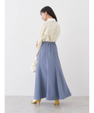 earth music&ecology 配色ステッチパネルフレアスカート Blue