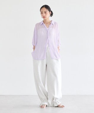 earth music&ecology ランダムプリーツシャツ Lilac
