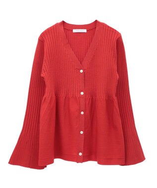 Green Parks ペプラムニットカーディガン Red