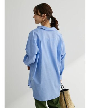 Green Parks 綿麻混オーバーサイズシャツチュニック Sax