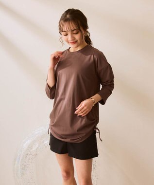 OP／FILA 【Ocean Pacific】ドロストデザインラッシュガード ブラウン