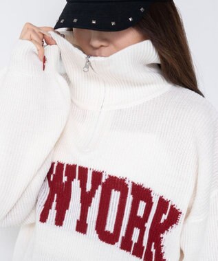 WEGO NEWYORKハーフジップニット オフホワイト