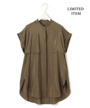 ICB 【洗える】ヌーディスローン  バンドカラーブラウス カーキ系