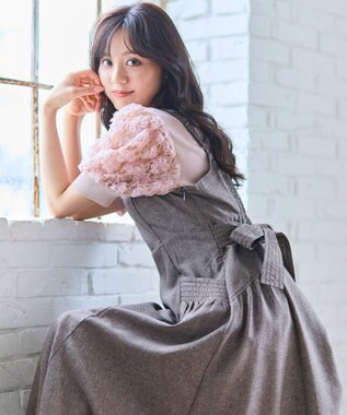 Feroux ブーケスリーブ ニットプルオーバー ピンク系