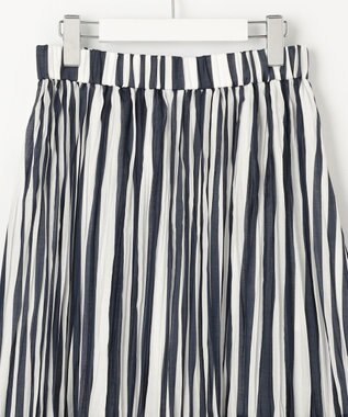 自由区 L 【接触冷感・洗える】ハンドワッシャープリーツストライプ スカート ストライプ
