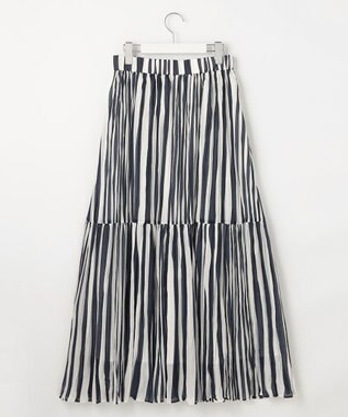 自由区 L 【接触冷感・洗える】ハンドワッシャープリーツストライプ スカート ストライプ