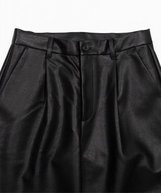 WEGO PUタックワイドトラウザー ブラック