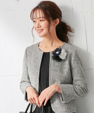 ANY SIS ミニライトボーダー ジャケット シャンブレーグレー