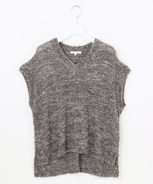 自由区 S ファンシーラメスラリット ニット チャコール