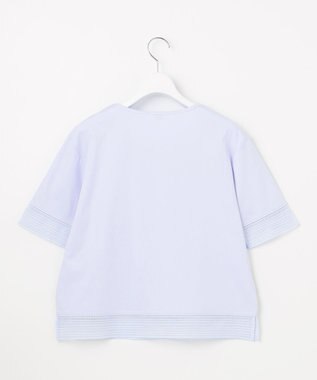 J.PRESS LADIES 【洗える】スムースジャージー レース カットソー ライトサックス系