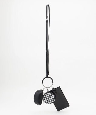 ICB 【人気のためさらに新色追加・全5色展開】 3ピースチャームバッグ ブラック×千鳥柄