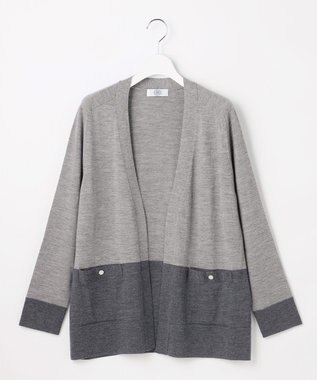 J.PRESS LADIES 【人気定番アイテム・着丈選べる】KNIT BASIC ロング カーディガン ライトグレー×ミディアムグレー系