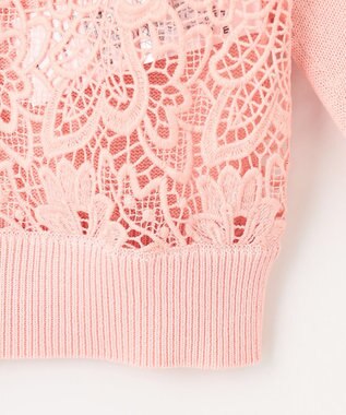 自由区 S 【洗える】レースコンビニット カーディガン ライトピンク