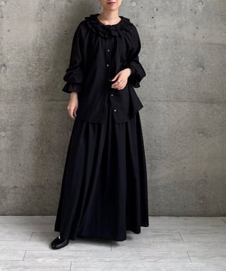 #Newans 【LEE掲載アイテム】【前後着用可能】ビッグカラー２WAYブラウス ブラック