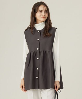 【洗える】パールディティールニット ジレ