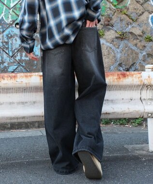 WEGO スーパーバギーダメージデニムパンツ デニムブラックソノタ