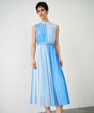 GRACE CONTINENTAL ストライププリントワンピース サックス