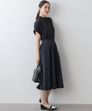 組曲 バウンディングシャーティング バンドカラーフリル ブラウス ブラック系