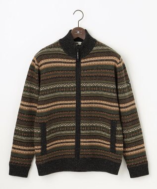 JOSEPH ABBOUD MOUNTAIN 【UNISEX】総裏フルZIPフェアアエル柄 ニットブルゾン オリーブ系7