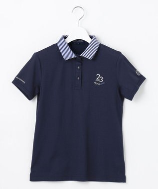 23区GOLF 【WOMEN】ハニカムライト鹿子 半そでポロシャツ ネイビー系