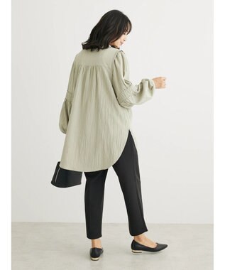 Green Parks 表面変化比翼シャツチュニック Smoky Green