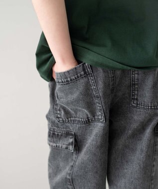 WEGO 【KIDS/150cm/160cm/ウエストゴム】デニムイージーカーゴパンツ（JUNIOR） デニムブラックソノタ