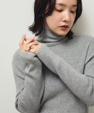 Green Parks チクチクしないリブタートルニットプルオーバー Gray Mixture