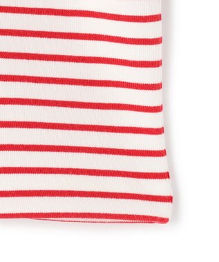 UNFILO ドライタッチリブ バックZIP ボーダートップス オフ×レッド