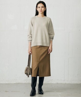 自由区 S 【カタログ掲載】ウールカシミヤブレンドスパンコールラグランスリーブ ニット ベージュ
