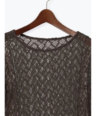 Te chichi パッチワークレースクルーネックTOPS《2025Autumn catalog vol.2 item》 チャコールグレー