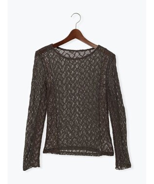 Te chichi パッチワークレースクルーネックTOPS《2025Autumn catalog vol.2 item》 チャコールグレー
