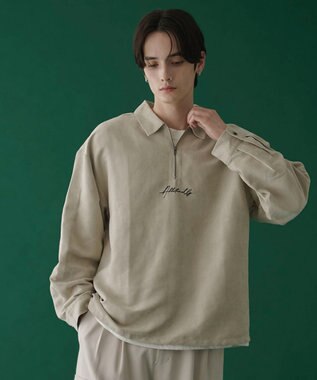 WEGO フェイクスウェードハーフZIPシャツ（LS） ライトベージュ