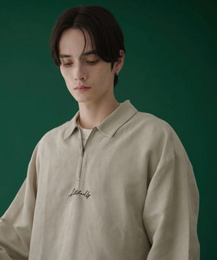 WEGO フェイクスウェードハーフZIPシャツ（LS） ライトベージュ