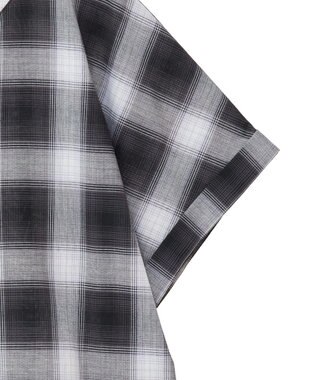 Green Parks 綿麻混フレンチスリーブスキッパーシャツ Check