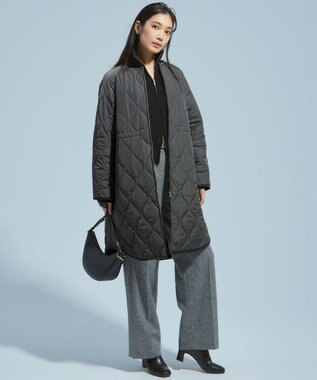 23区 L シルクネップヘリンボーン ワイドパンツ ブラック系