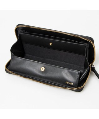 UNBILLION ペルケ perche / レザーメッシュ・ジャバラカード長財布 ブラック