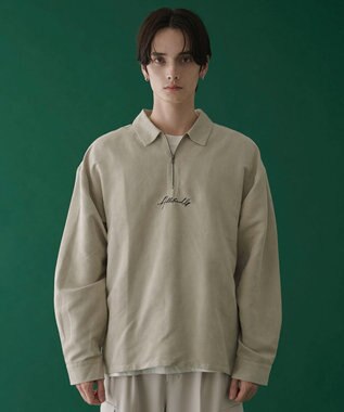 WEGO フェイクスウェードハーフZIPシャツ（LS） ライトベージュ