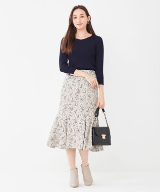 ANY SIS 【洗える】ネックポイントリブ ニット ネイビー