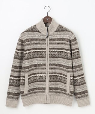 JOSEPH ABBOUD MOUNTAIN 【UNISEX】総裏フルZIPフェアアエル柄 ニットブルゾン ベージュ系7