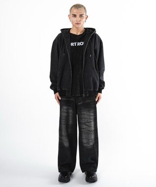 WEGO 【ユニセックス着用ITEM】フードデニムブルゾン デニムブラックソノタ