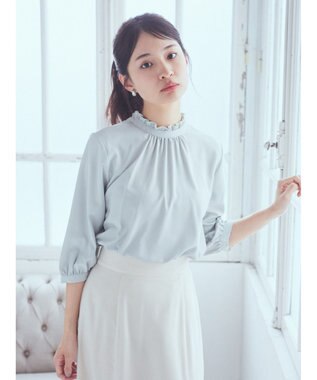 earth music&ecology ２ｗａｙフリル７分袖ブラウス Mint