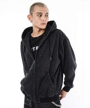 WEGO 【ユニセックス着用ITEM】フードデニムブルゾン デニムブラックソノタ