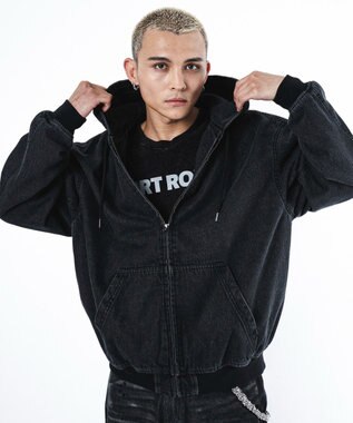 WEGO 【ユニセックス着用ITEM】フードデニムブルゾン デニムブラックソノタ